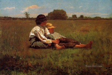 ウィンスロー・ホーマー Painting - 牧草地の少年たち リアリズム画家 ウィンスロー・ホーマー